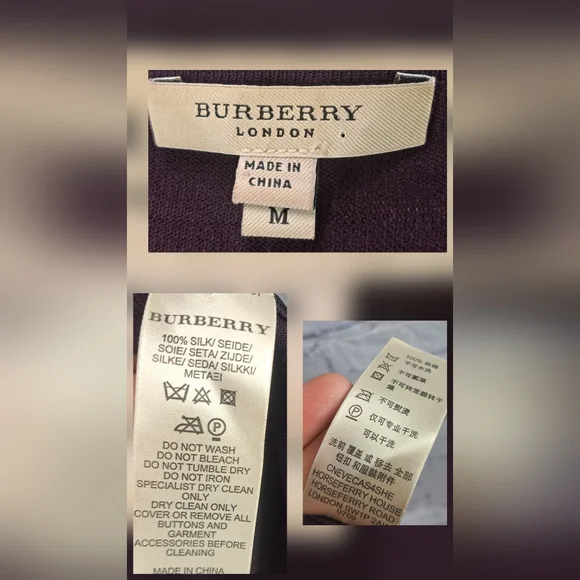 Burberry Women's 100% Silk Cardigan Sweater Dark Burgundy Check Medium - Picture 11 of 12